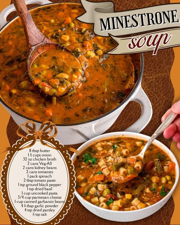 Bowl of delicious minestrone soup with fresh vegetables and beans