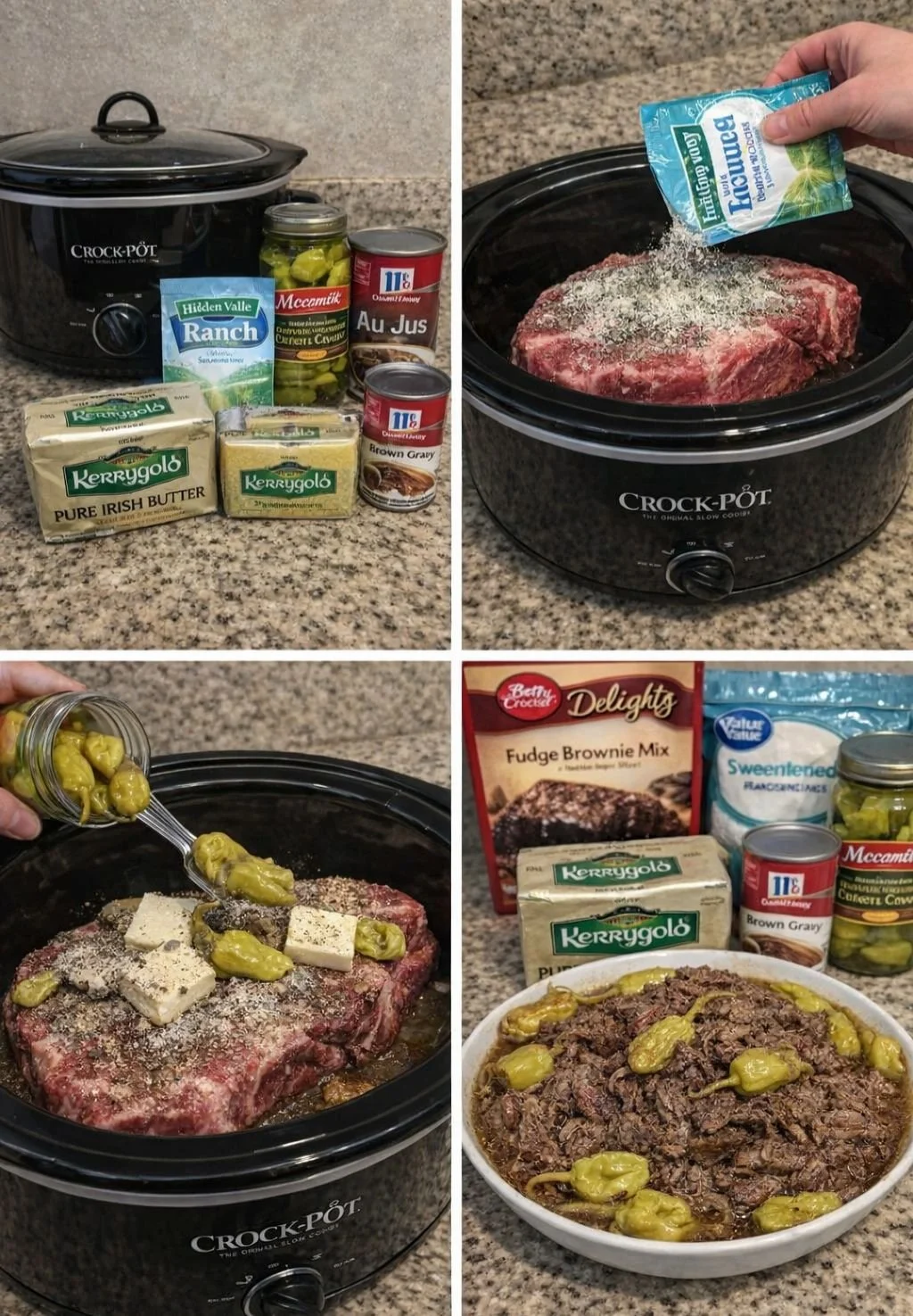 Delicious Mississippi Roast served with rich gravy and herbs.