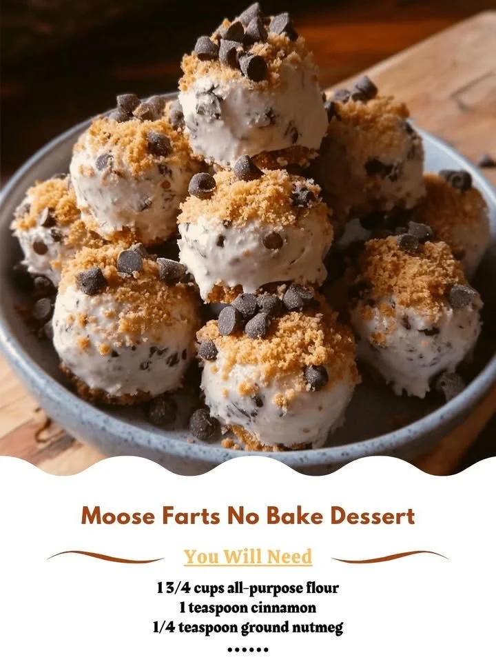 Moose Farts no bake dessert served in a bowl with chocolate and whipped cream.