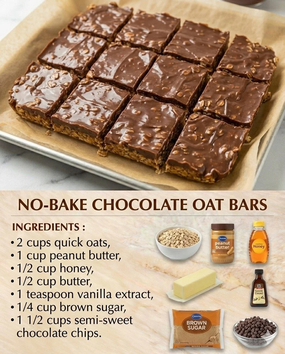 No bake chocolate oat bars with oats and chocolate drizzle