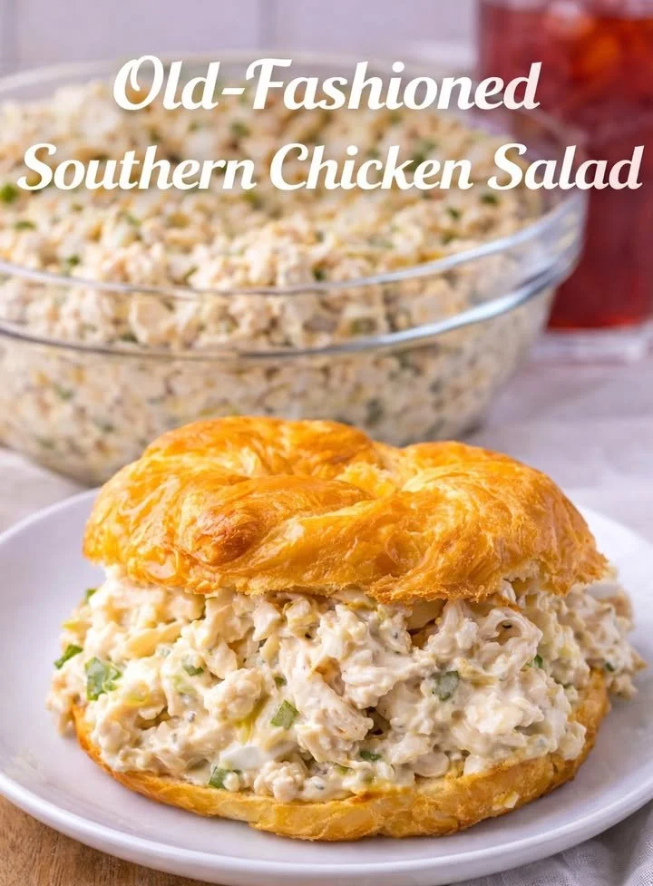 Bowl of Old-Fashioned Southern Chicken Salad with fresh ingredients