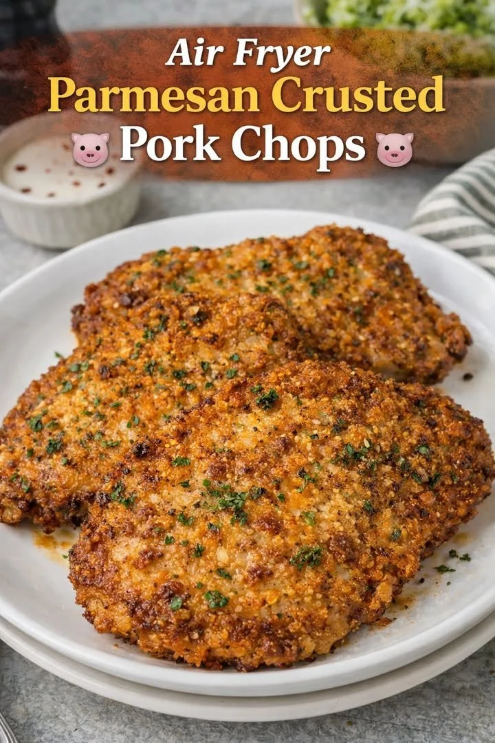 Parmesan crusted pork chops baked to perfection