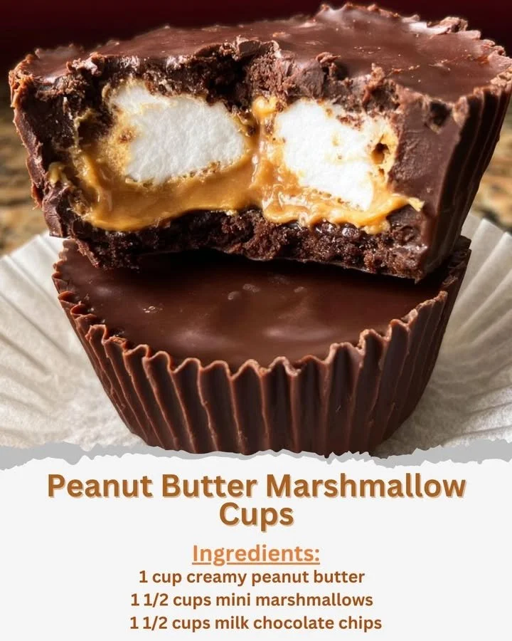 Homemade Peanut Butter Marshmallow Cups dessert on a plate