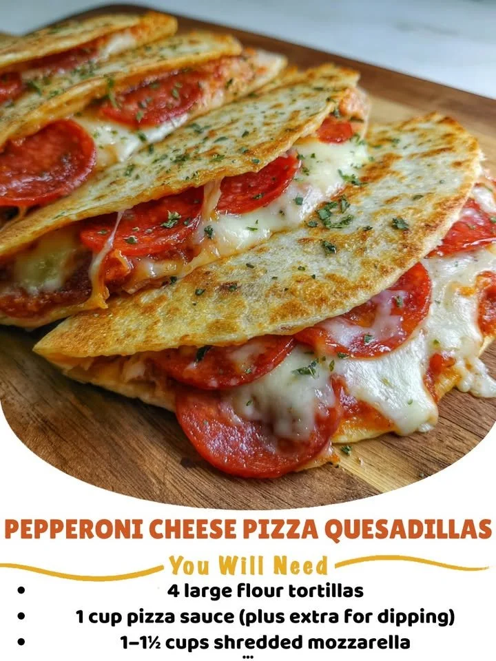 Delicious pepperoni cheese pizza quesadillas with melted cheese and crispy edges