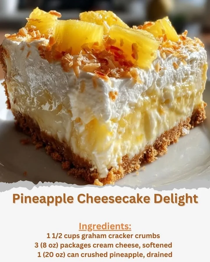 Delicious Pineapple Cheesecake Delight served on a platter