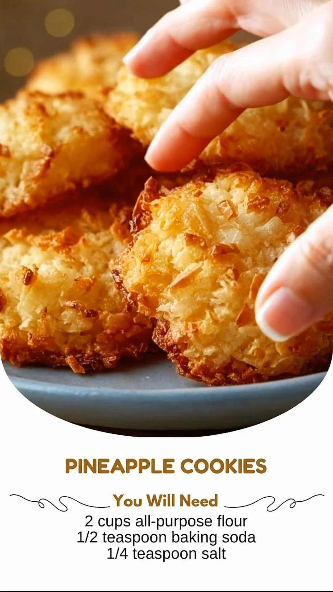 Close-up of freshly baked Pineapple Cookies with a golden brown finish.