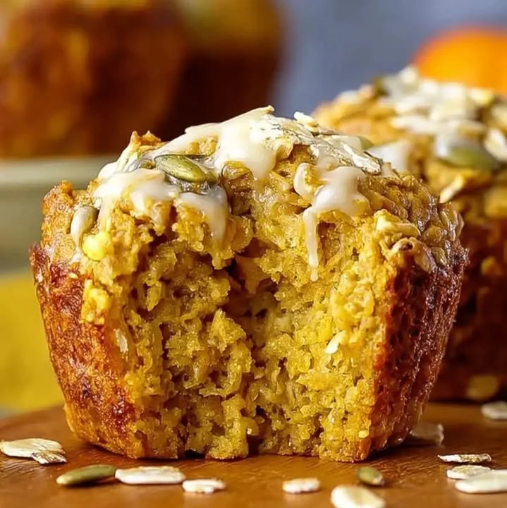 Homemade pumpkin oatmeal breakfast muffins fresh out of the oven