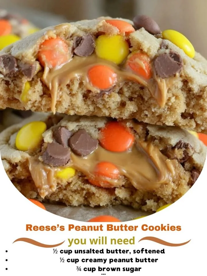 Freshly baked Reese’s peanut butter cookies on a plate