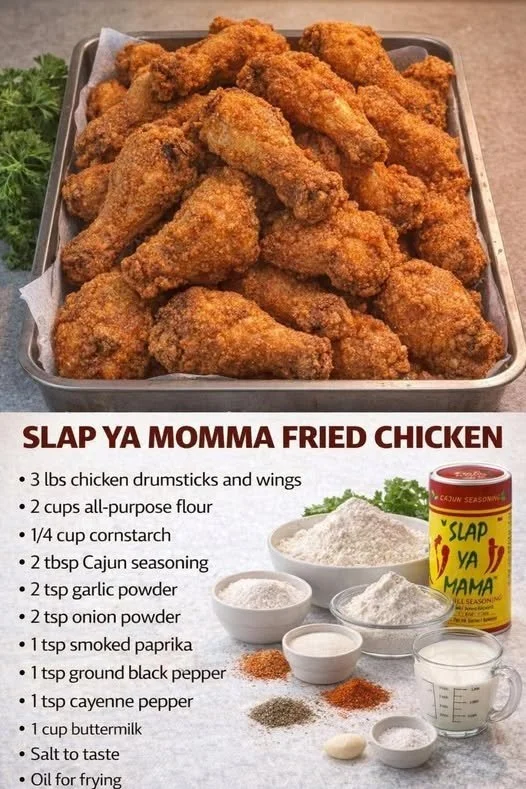 Delicious Slap Your Momma Fried Chicken served with sides