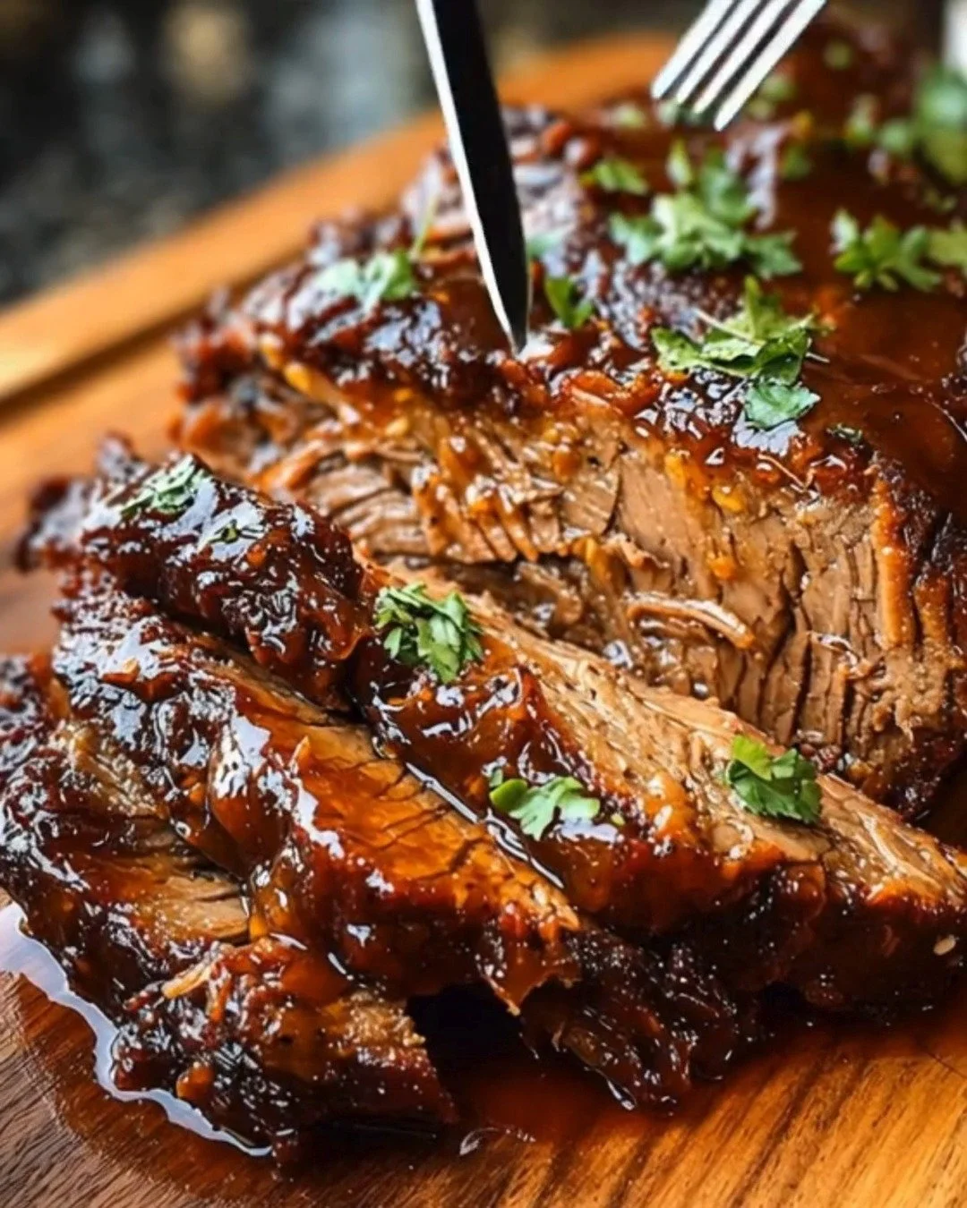 Delicious slow cooker beef brisket served with sides
