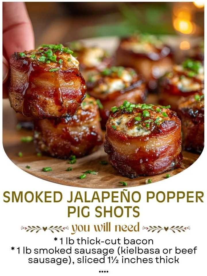 Delicious smoked jalapeño popper pig shots garnished and ready to enjoy