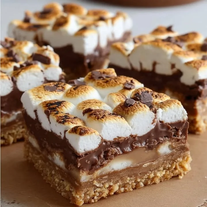 Delicious homemade S'mores Bars with chocolate and marshmallows