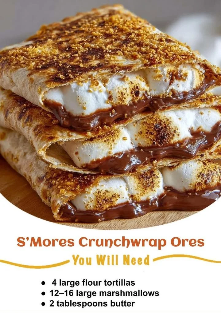 Delicious S’Mores Crunchwrap with marshmallows and chocolate