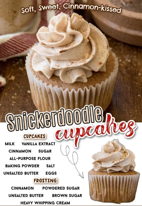 Delicious Snickerdoodle Cupcakes topped with cinnamon sugar
