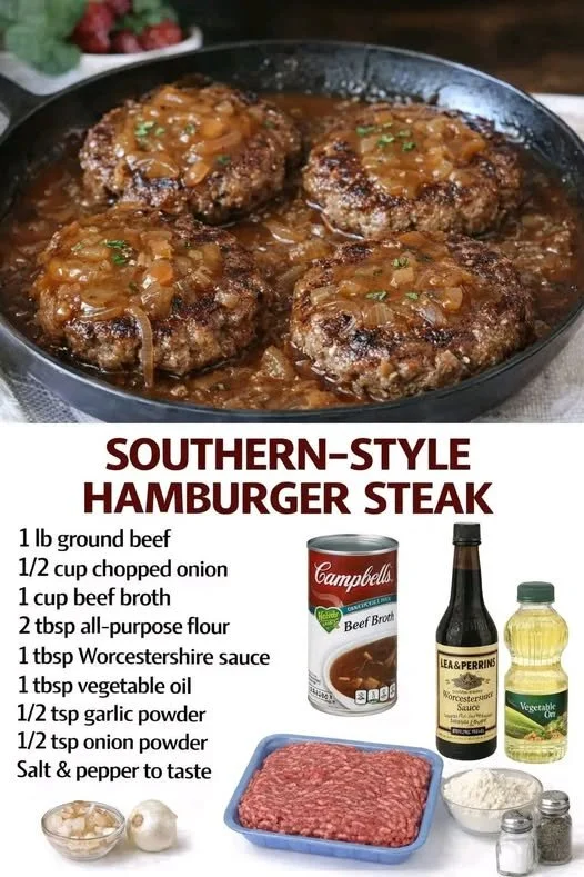 Delicious Southern-style hamburger steak served with sides