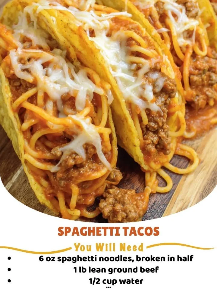 Delicious plate of spaghetti tacos topped with cheese and herbs