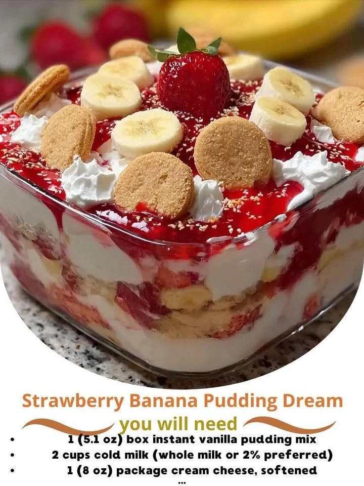 Delicious strawberry banana pudding in a dessert bowl