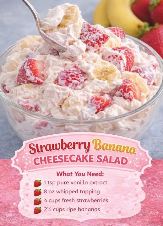 Delicious Strawberry Banana Cheesecake topped with fresh strawberries and bananas