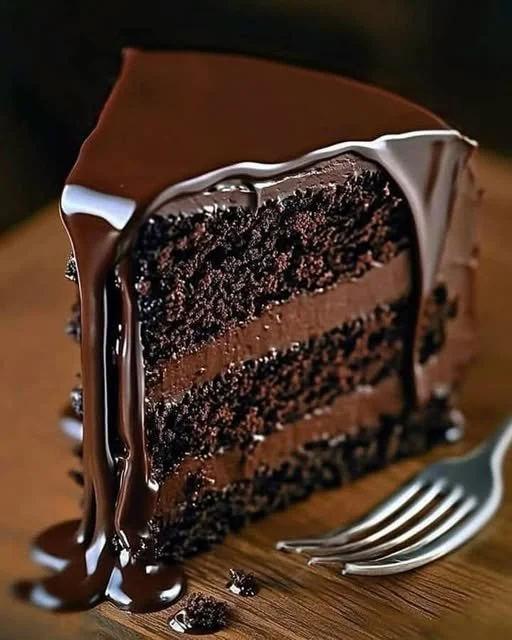 Super moist chocolate cake with a luscious chocolate ganache topping