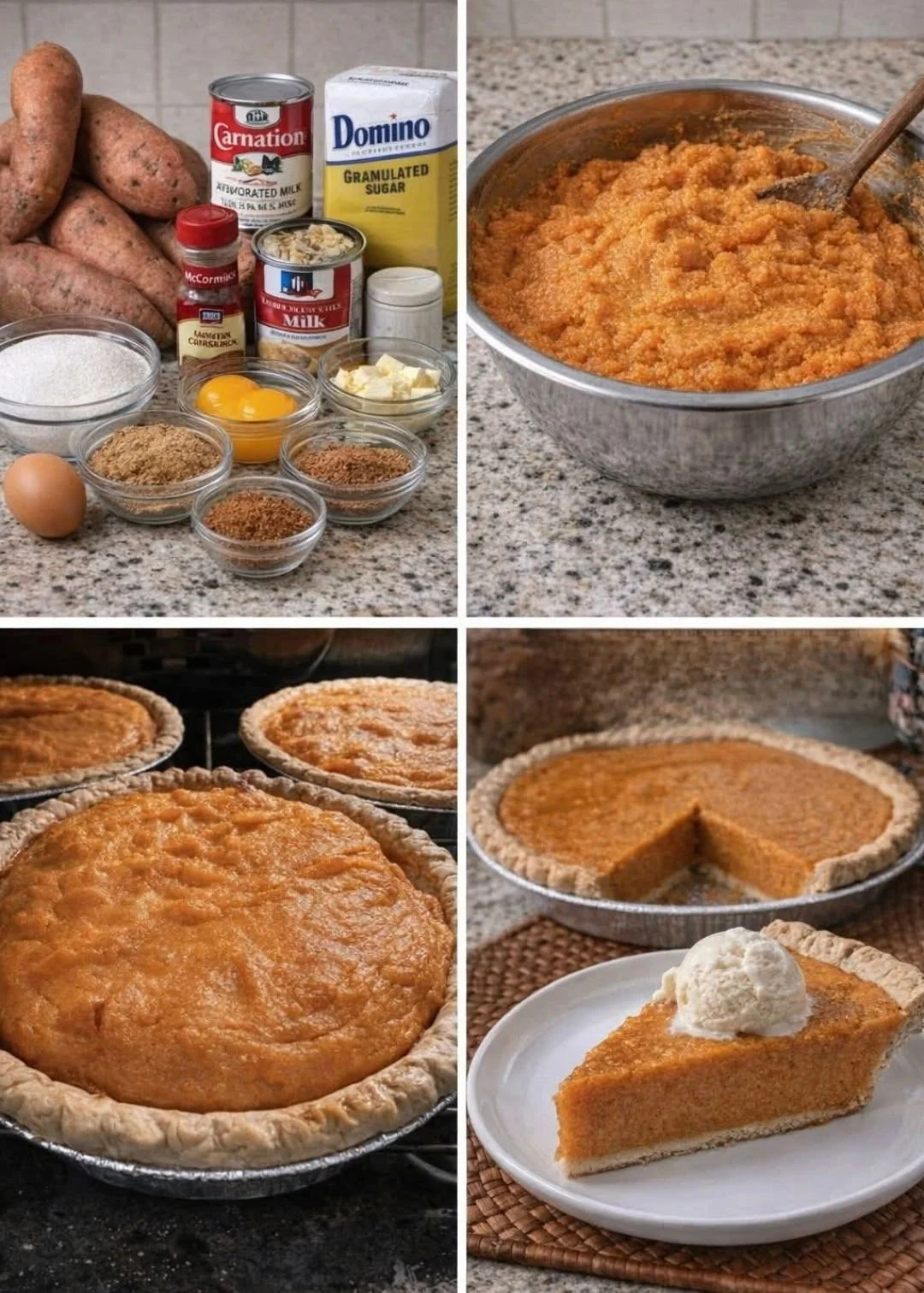 Homemade sweet potato pie with a golden crust and creamy filling