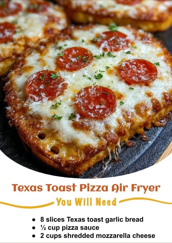 Texas Toast Pizza made in an air fryer, crispy and delicious