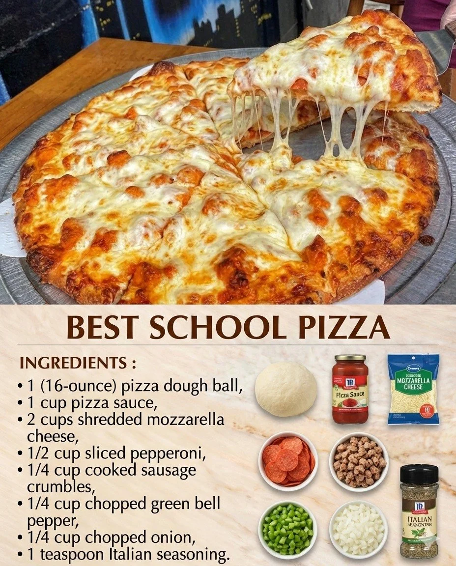 A delicious slice of pizza served at school, perfect for students.