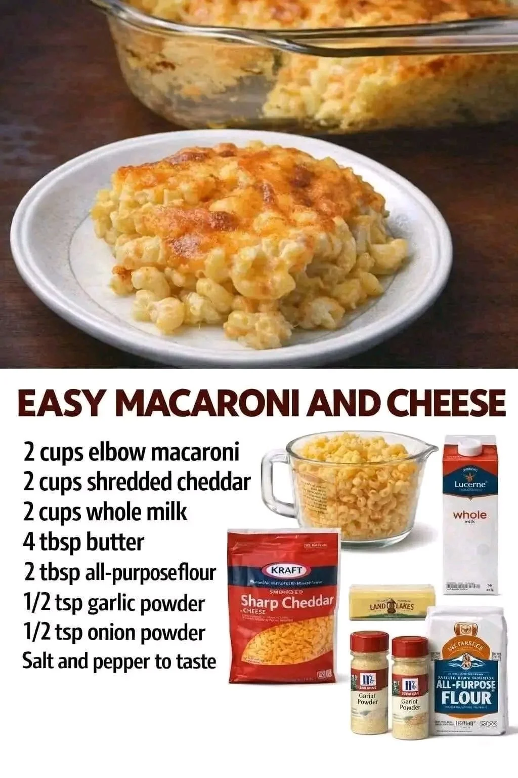 Deliciously creamy baked mac and cheese topped with golden breadcrumbs