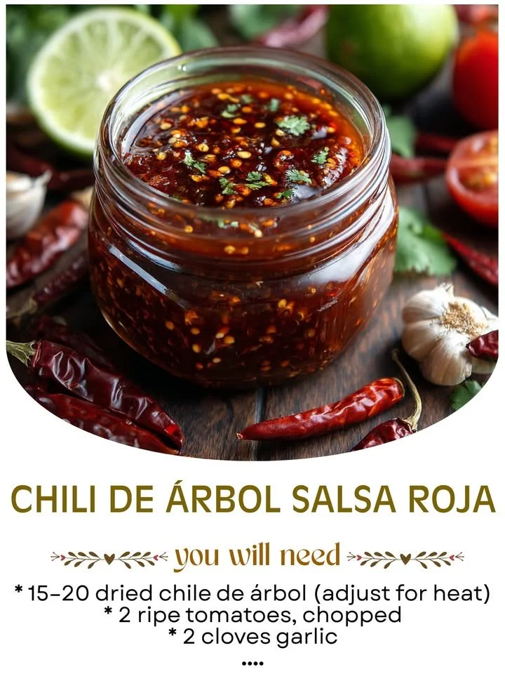 A bowl of Tree Chile Red Sauce with fresh chiles and spices, perfect for various dishes.