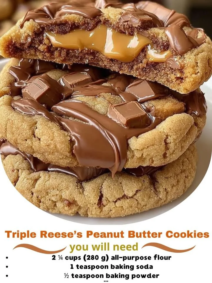 Triple Reese's Peanut Butter Cookies with chocolate and peanut butter frosting