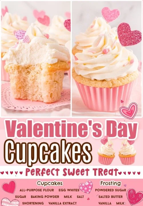 Assorted Valentine's Day Cupcakes decorated with hearts and love themes