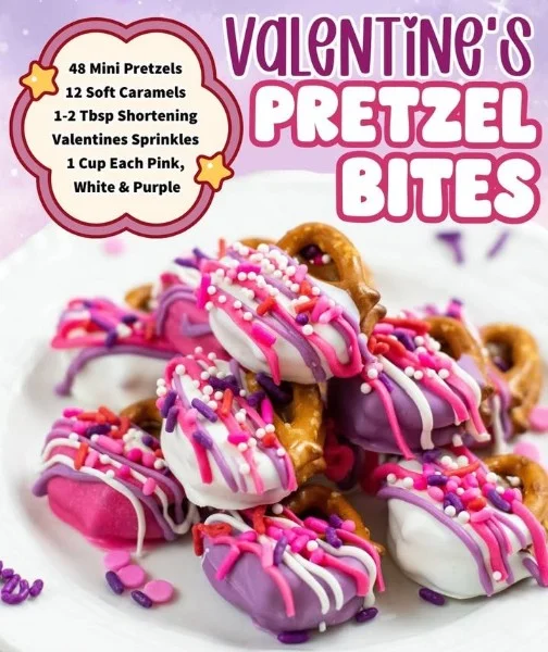 Delicious Valentine's pretzel bites arranged on a plate