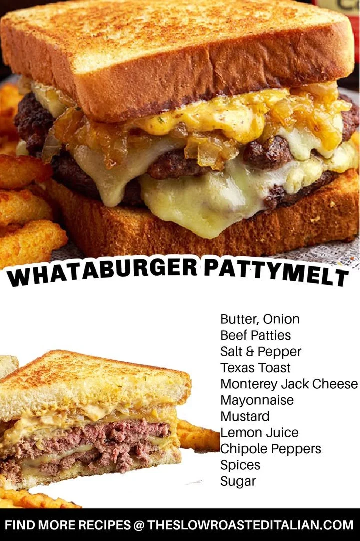 Whataburger Patty Melt with grilled onions and melted cheese on Texas toast.