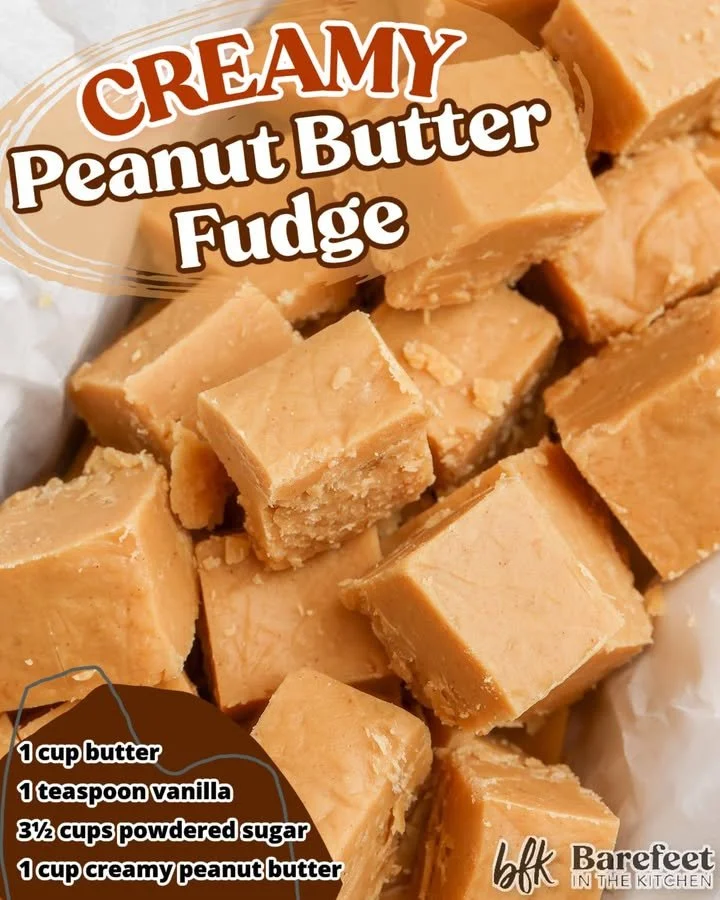 Delicious 4 ingredient peanut butter fudge in a decorative dish