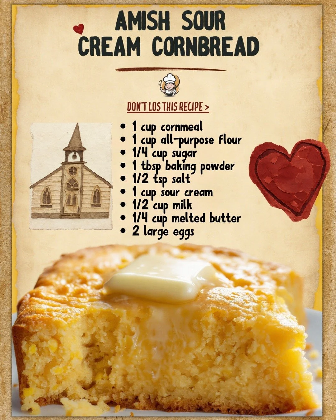 Delicious Amish Sour Cream Cornbread served in a rustic setting