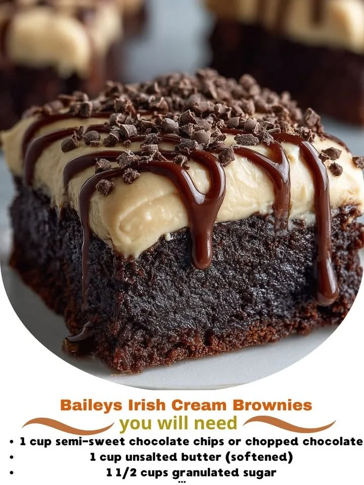 Delicious Baileys Irish Cream Brownies served on a plate