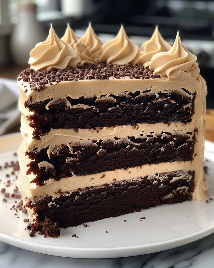Delicious Baileys Irish Cream chocolate cake with buttercream frosting