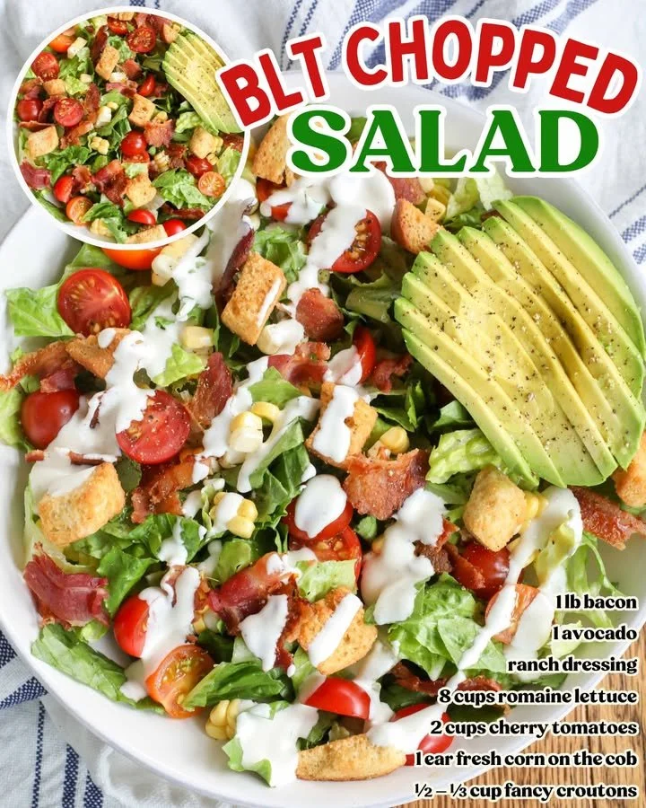 Delicious best ever BLT salad with bacon, lettuce, and tomatoes