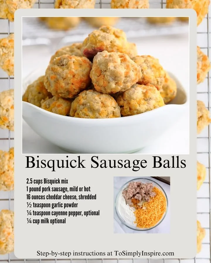 Plate of homemade Bisquick sausage balls ready to serve as an appetizer.