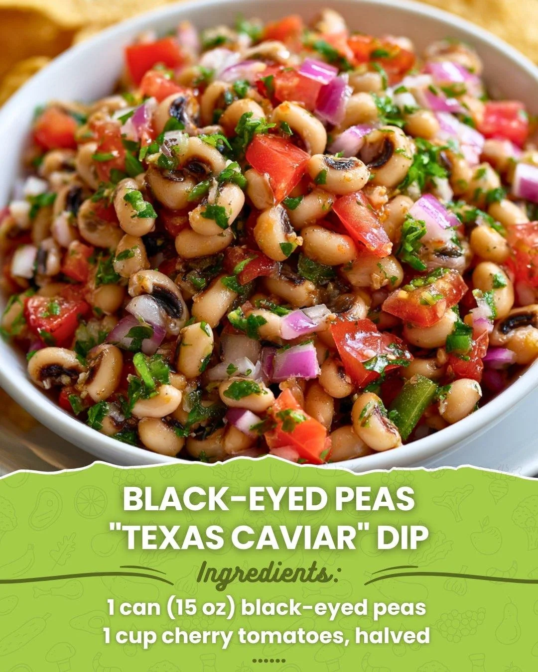 Delicious Black-Eyed Peas Texas Caviar Dip in a serving bowl