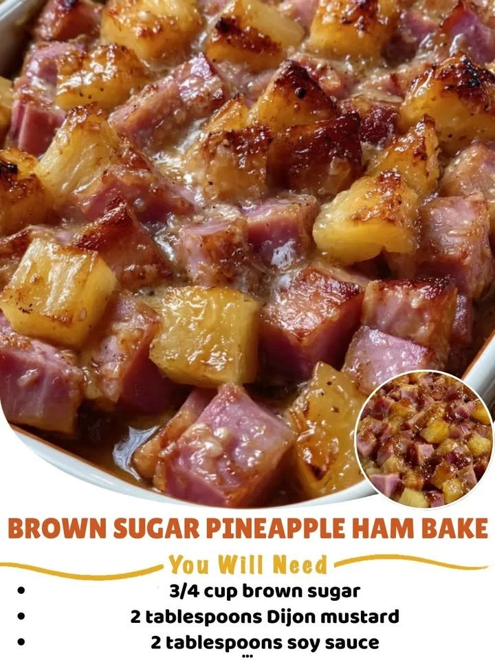 Brown Sugar Pineapple Ham Bake served on a festive table.