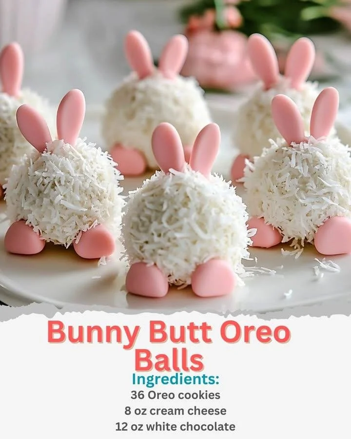 Delicious Bunny Butt Oreo Balls decorated for Easter treats