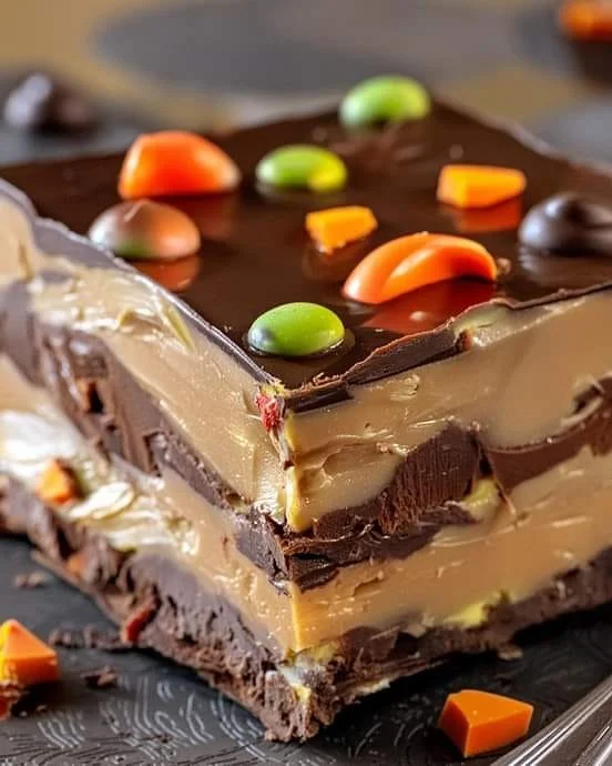 Delicious Butterfinger Reese's Fudge on a dessert plate
