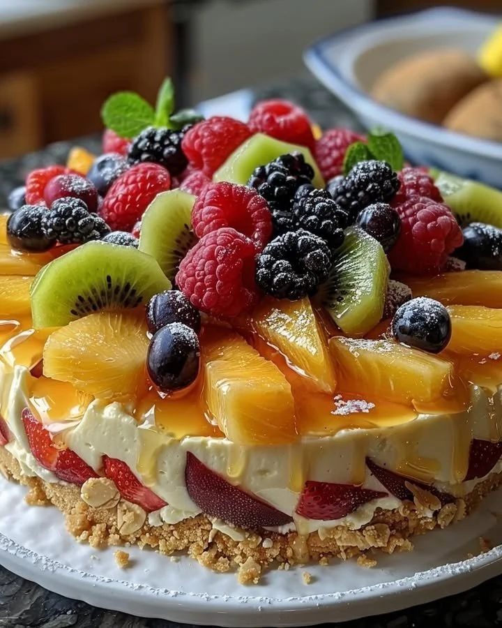 Delicious cheesecake roll-ups stuffed with fresh fruit salad.