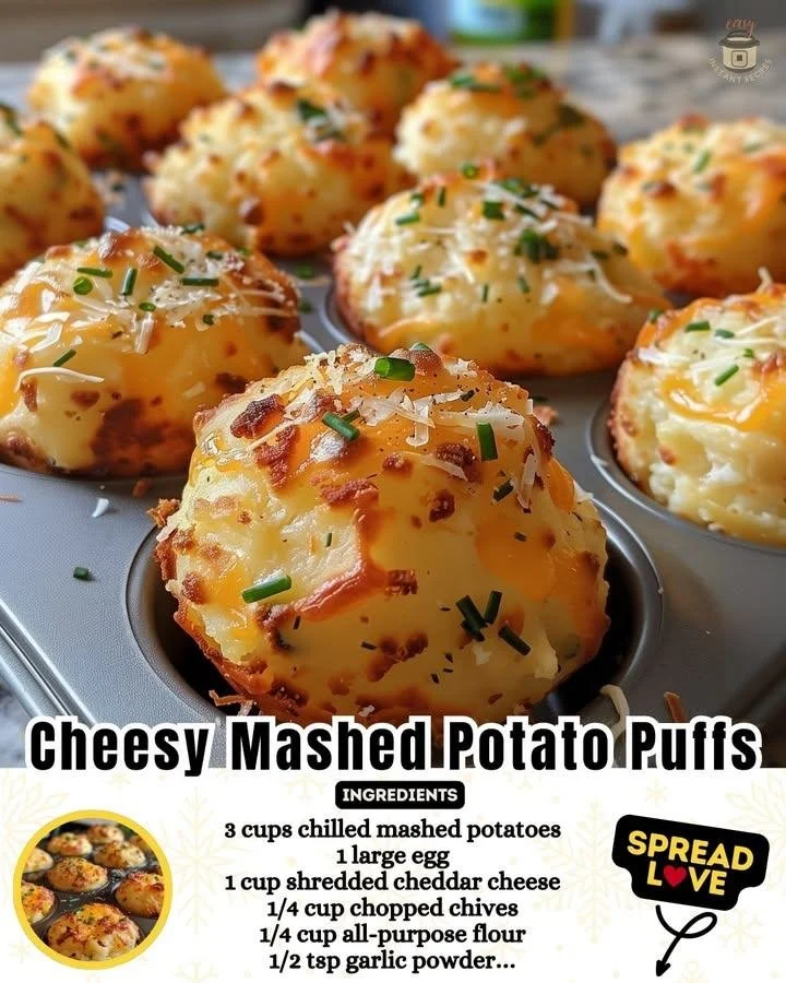 Delicious cheesy mashed potato puffs served on a plate