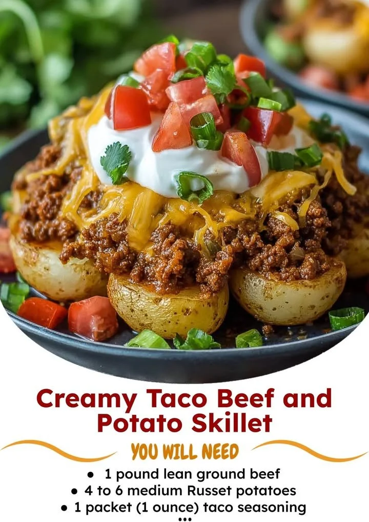 Cheesy Taco Potatoes topped with melted cheese and taco seasoning