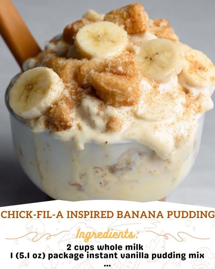 Chick-fil-A inspired banana pudding dessert with whipped cream and banana slices