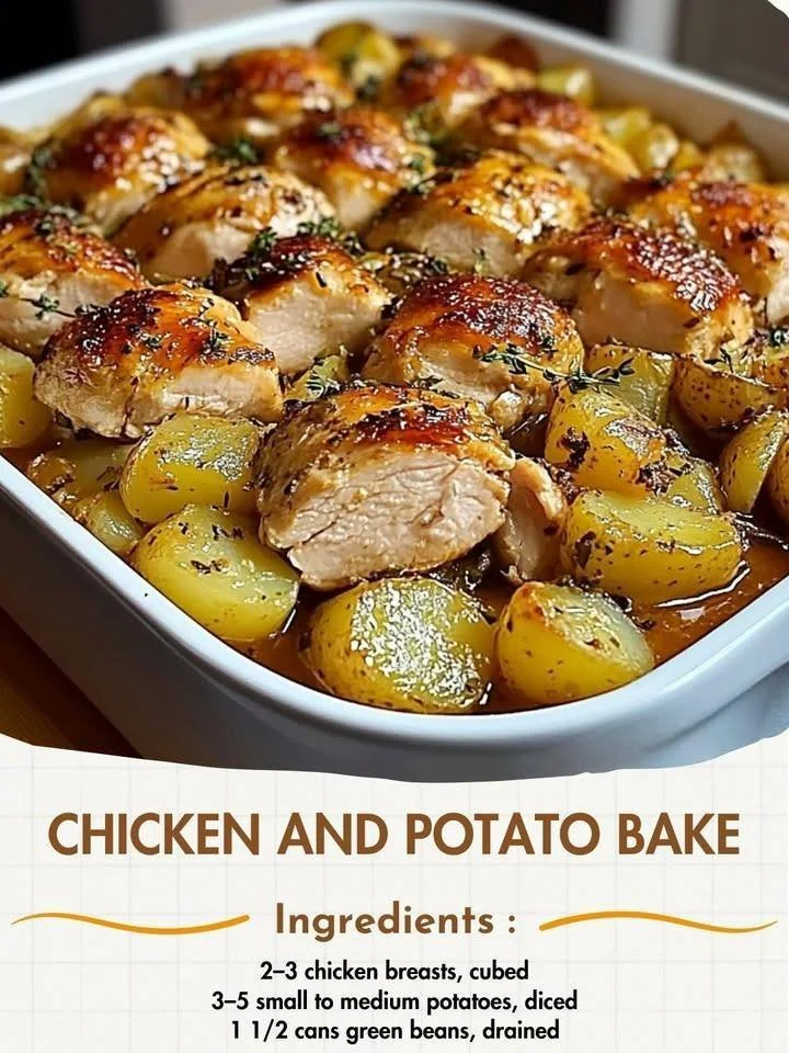 Delicious chicken and potato bake dish, perfect for a comforting meal.