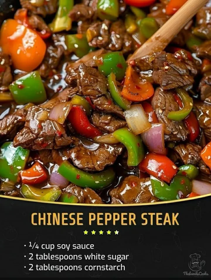 Delicious Chinese pepper steak with tender beef and colorful bell peppers