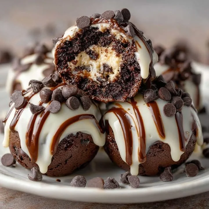 Delicious chocolate chip cookie dough brownie bombs ready to be enjoyed