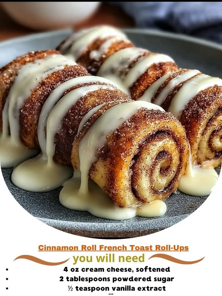 Delicious Cinnamon Roll French Toast Roll-Ups served with syrup